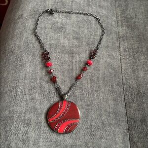 Red and Silver Pendant Necklace